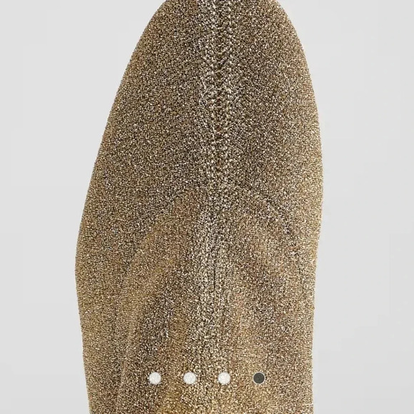 Free People Women's Spectrum Sparkle Sock Boot in Gold Block Heel Size 37/ 6.5 - Picture 5 of 13